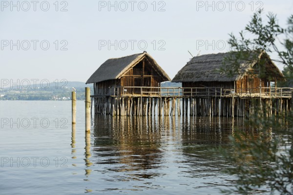Stilt houses, Unteruhldingen stilt building museum, UNESCO cultural heritage, Uhldingen-Mühlhofen, Lake Constance, Baden-Württemberg, Germany