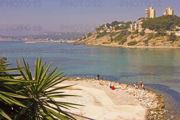 Bay, Moraira, former fishing village, pearl of the Costa Blanca, Mediterranean Sea, Playa del Portet, Valencia, Costa Blanca, Spain