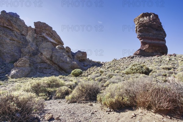 Large rocks in a barren, dry environment, Pico del Teide National Park, La Orotava Tenerife