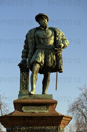 Statue, monument in honor of Duke Christoph of Württemberg, Königsstraße, Stuttgart, Baden-Württemberg, Germany