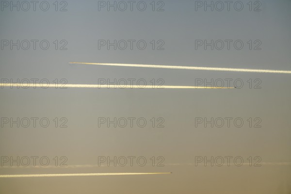 Contrails from aircraft at higher altitudes, North Rhine-Westphalia, Germany