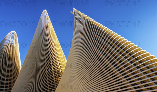 Zayed National Museum in Abu Dhabi, memorial to the late Zayed bin Sultan Al Nahyan, the museum is the heart of the cultural district on Saadiyat Island, architecture on the roof of the museum, Abu Dhabi, United Arab Emirates