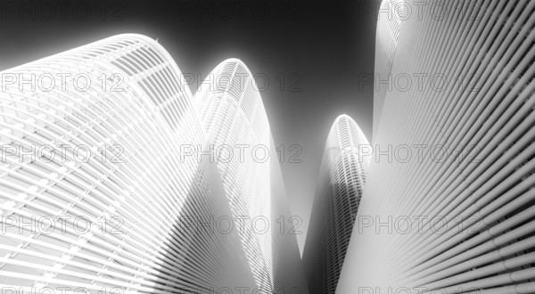 Black and white photography, Zayed National Museum in Abu Dhabi, memorial to the late Zayed bin Sultan Al Nahyan, the museum is the heart of the cultural district on Saadiyat Island, architecture on the roof of the museum, Abu Dhabi, United Arab Emirates