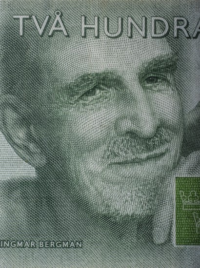 Ingmar Bergman (1918-2007), famous Swedish filmmaker, director, writer and theater man, portrait on the Swedish 200-krona banknote