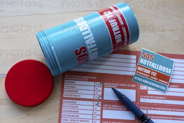 Emergency box in a refrigerator, it contains a comprehensive information sheet which gives emergency services medical information about the patient in an emergency, refrigerator is available in every household, central point for rescuers to receive information about the patient in an emergency, a sticker on the refrigerator door and front door indicates the emergency box
