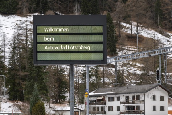 Sign Lötschberg Autoverlad, Goppenstein, Valais, Switzerland