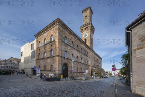 Town Hall, built 1840 to 1844, the tower is a replica of the Palazzo Vecchio in Florence, Königstr., Fürth, Middle Franconia, Bavaria, Germany
