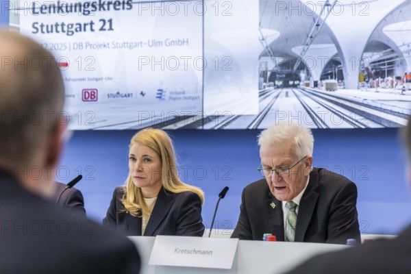 Special meeting of the Stuttgart 21 Steering Committee with DB CEO Evelyn Palla and Minister-President Winfried Kretschmann. The reason for the emergency meeting was the renewed delay in the opening date for the billion-dollar project. Stuttgart, Baden-Württemberg, Germany