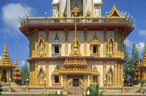 Building, Wat Chalong monastery, Ko Phuket, Thailand, December 2002, vintage, retro, old, historic