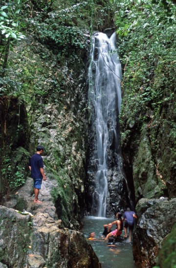 People, Bant Pae Waterfall, Khao Phra Thaeo, Ko Phuket, Thailand, December 2002, vintage, retro, old, historic