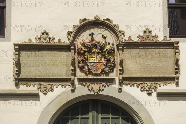 Wilhelmsstift Tübingen, Episcopal Theologian Convict of the Diocese of Rottenburg-Stuttgart, historic building, coat of arms, inscription, Tübingen, Baden-Württemberg, Germany