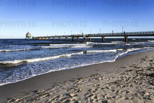 Pier with diving gondola, Zingst, Fischland-Darß-Zingst, Western Pomerania Lagoon Area National Park, Mecklenburg-Western Pomerania, Germany