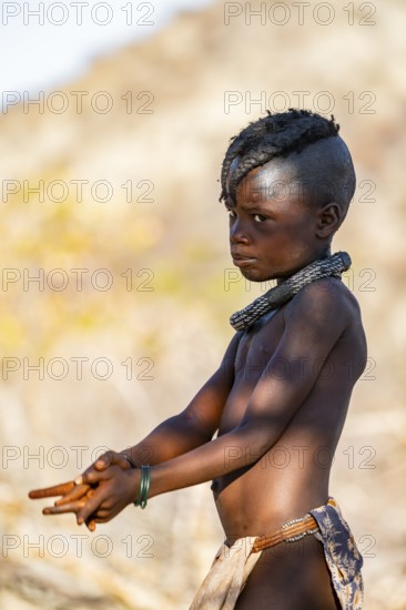 Himba child, traditional Himba village, Kaokoveld, Kunene, Namibia