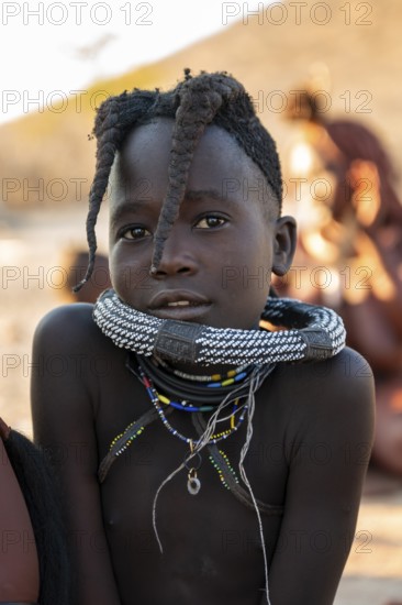 Portrait, Himba girl, traditional Himba village, Kaokoveld, Kunene, Namibia