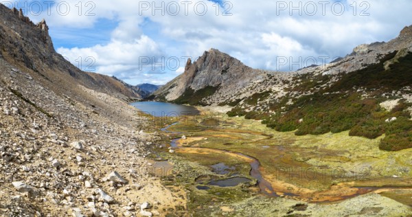 Aerial view, epic panorama, large glaciers, glacial lakes Lago de los Tres Laguna Sucia and Laguna Torre, mountains and peaks of Monte Fitz Roy and Cerro Torre, Fitz Roy mountain range, Cerro Chalten, Los Glaciares National Park, Patagonia, Santa Cruz Province, Argentina