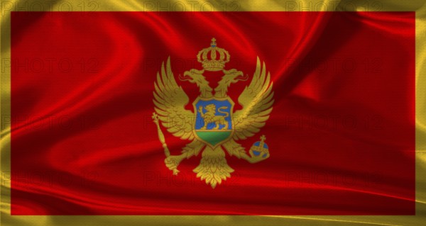 National flag of Montenegro with cloth texture. Montenegro flag with realistic texture background