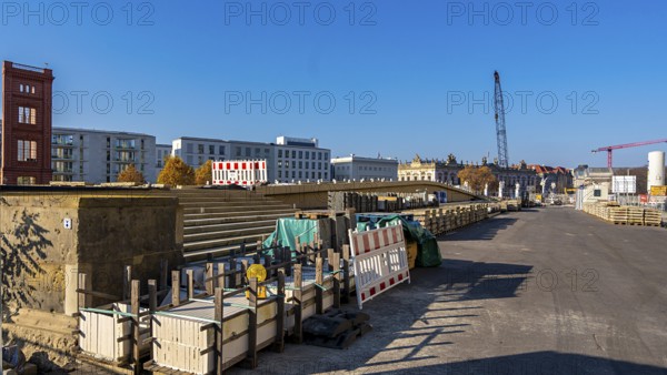 Permanent construction site, the Einheitsseesaw construction project in front of the Humboldt Forum, Berlin, Germany