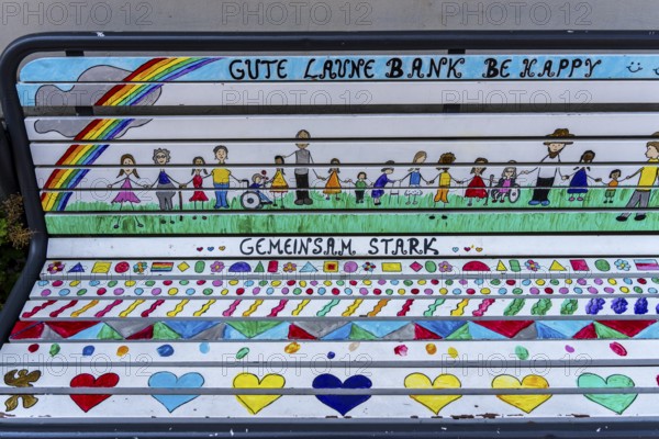 Good mood bench in the city center of Fulda, Hesse, Germany