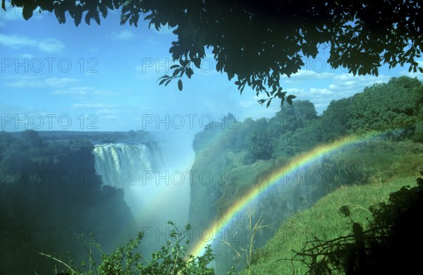 Victoria Falls, rainbow, Zambezi, Zimbabwe, Africa, June 2000, vintage, retro, old, historic