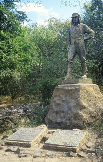 Statue of David Livingstone next to Victoria Falls, Victoria Falls, Zimbabwe, Africa, June 2000, vintage, retro, old, historic