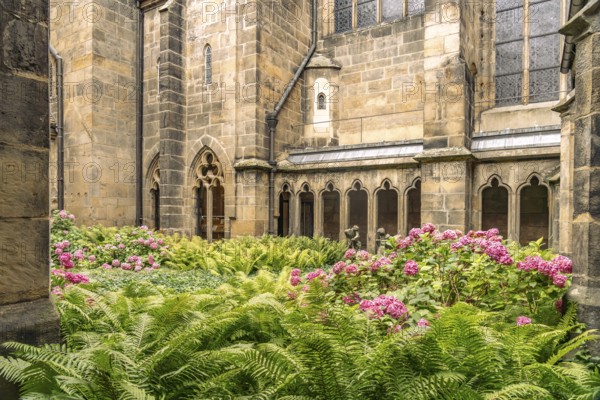 Inner courtyard of the cloister in Meissen Cathedral, Meissen, Saxony, Germany