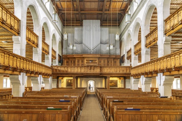 Interior and organ of the Friedenskirche im Anger Altkötzschenbroda, Kötzschenbroda, Radebeul, Saxony, Germany