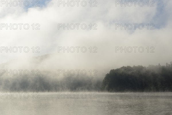 Hennesee, fog, rising clouds of fog, Hennetalsperre, Sauerland-Rothaargebirge nature park Park, North Rhine-Westphalia, Germany