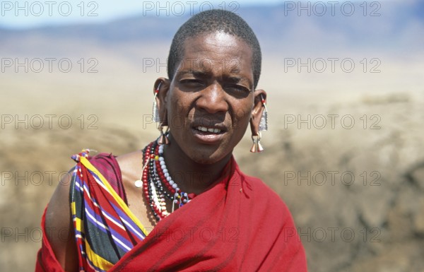 Portrait of a Maasai man, Ngorongoro Crater, Tanzania, Africa, June 2000, vintage, retro, old, historical