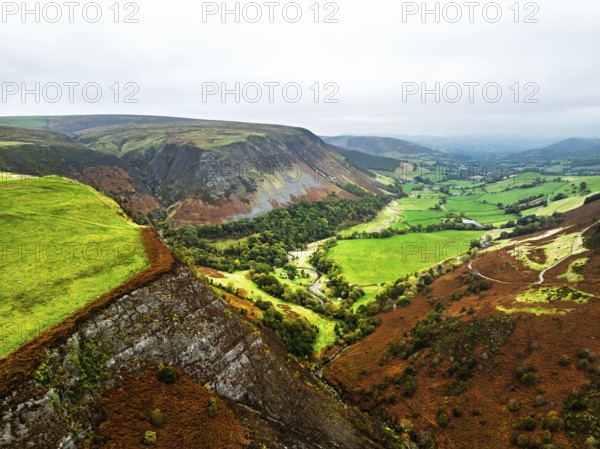 Autumn colours of Ffrwd Fawr Waterfall, Dylife, Llanbrynmair, Powys, Wales, UK