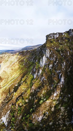 Autumn colours over Mach Loop from a drone, Minffordd, Tywyn, Wales, UK