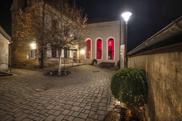 Synagogue in evening lighting, Ottensoos, Middle Franconia, Bavaria, Germany