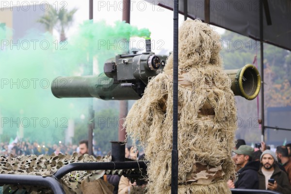 Aleppo, Syria – December 08, 2025: The Syrian Army and Public Security forces hold a military parade marking the first anniversary of the Syrian revolution's victory and the fall of the Assad regime, attended by thousands of people, Aleppo, Aleppo, Syria