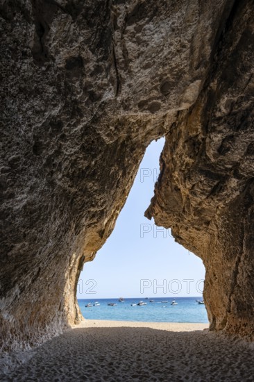 Rock cave on the beach at Cala Luna, Golfo di Orosei, Baunei, Sardinia, Italy