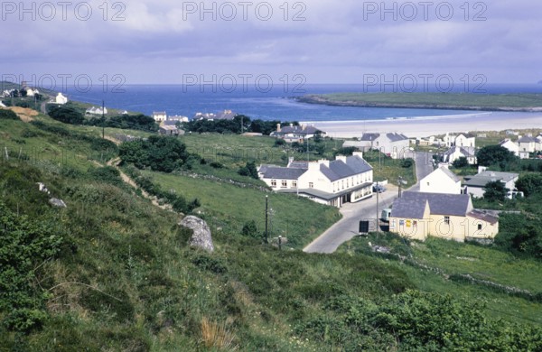Houses at coastal village of Portnoo, Narin beach, County Donegal, Ireland 1969