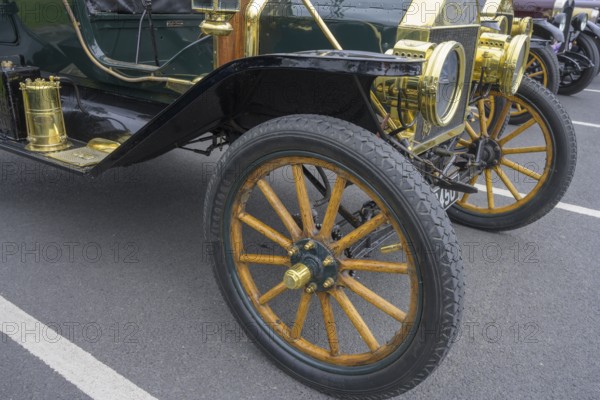 Details Ford T classic car from 1909, classic car meeting at the mills of, Skerries, County Dublin, Ireland