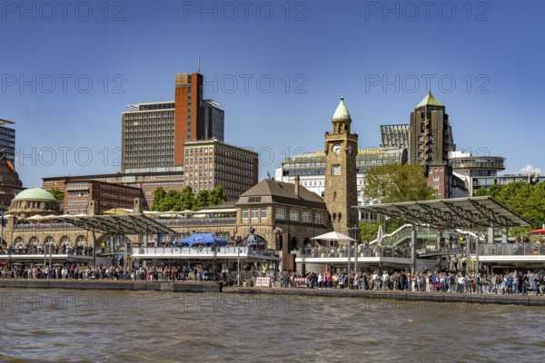 The St. Pauli Landungsbrücken at Hafengeburtstag Hamburg 2025 in the Free Hanseatic City of Hamburg, Germany