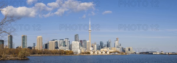 Scenic Toronto financial district skyline and modern architecture. View from Ontario lake