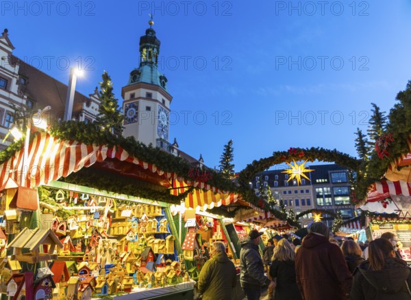 Leipzig Christmas market on the market in front of the Old Town Hall, Leipzig, Saxony, Germany