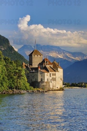 Chillon Castle on Geneva near Veytaux, Canton of Vaud, . switzerland