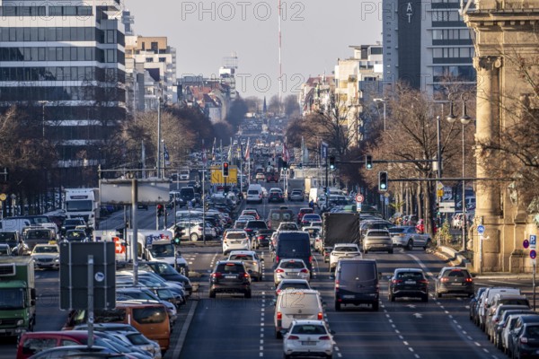 Heavy city traffic on the 17th of June road towards Ernst-Reuter-Platz, Berlin, Germany