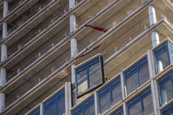 Construction site of the high-rise office building The Berlinian, in the vicinity of Alexanderplatz in Berlin, Germany