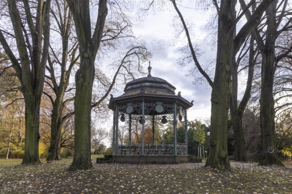 Upper spa park with pagoda in autumn. Bad Cannstatt, Stuttgart, Baden-Württemberg, Germany