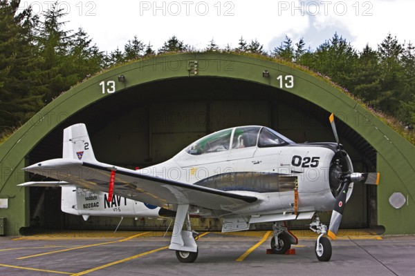 T-28 Trojan, training aircraft, piston-engined low-wing aircraft, American origin, aircraft, fighting machine from past times, ground attack aircraft, Shelter, Spotterday, Wittmund, Lower Saxony, Germany