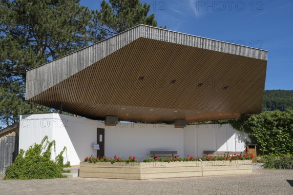 Stage for events, spa garden, town of Schliersee, Upper Bavaria, Bavaria, Germany