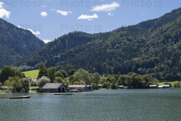 Boothäuser am Schliersee, Ort Schliersee, Mangfall Mountains, Upper Bavaria, Bavaria, Germany