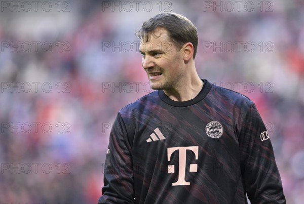 Warm-up training goalkeeper Manuel Neuer FC Bayern Munich FCB (01) portrait with moustache, Allianz Arena, Munich, Bayern, Germany