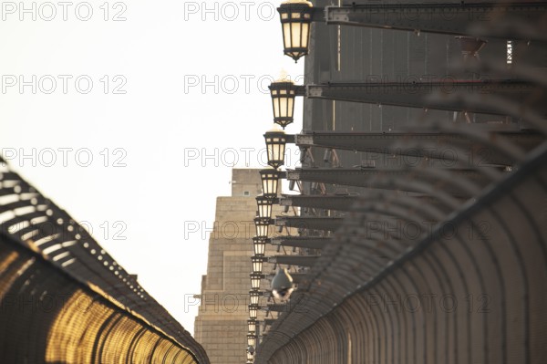 Details of the famous Sydney Harbour Bridge in the evening light