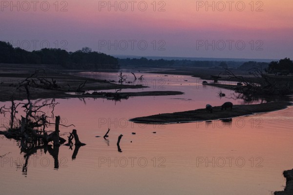 South Luangwa River at sunset dry season Zambia