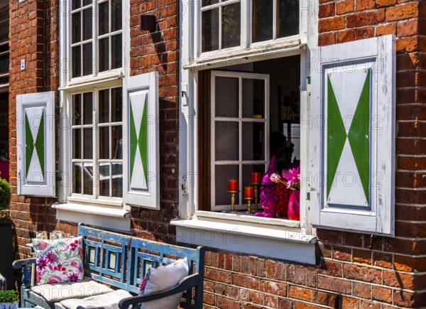 Catering, retail and typical, historic architecture in the Dutch Quarter in Potsdam, Brandenburg, Germany