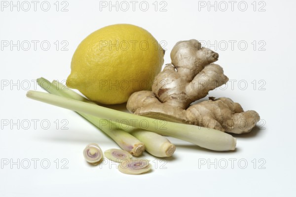 Ginger, ginger root and lemongrass, lemon